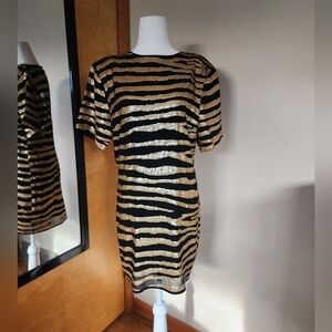 Nasty Gal | Gold Sequin Striped Dress